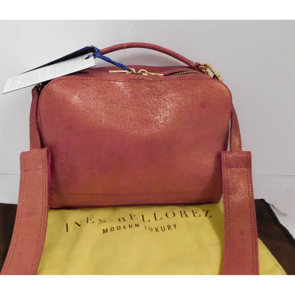 New Ines Bellorez‎ Rose Metallic Leather Crossbody Bag $400rt